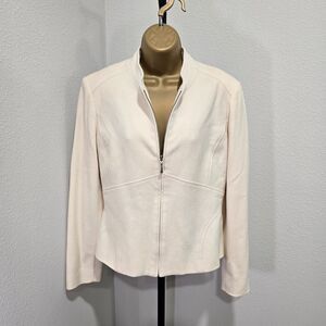 Vtg Wool Cashmere Blend Quiet Luxury Cream Minimalist Jacket Womens Sz 8 Louben